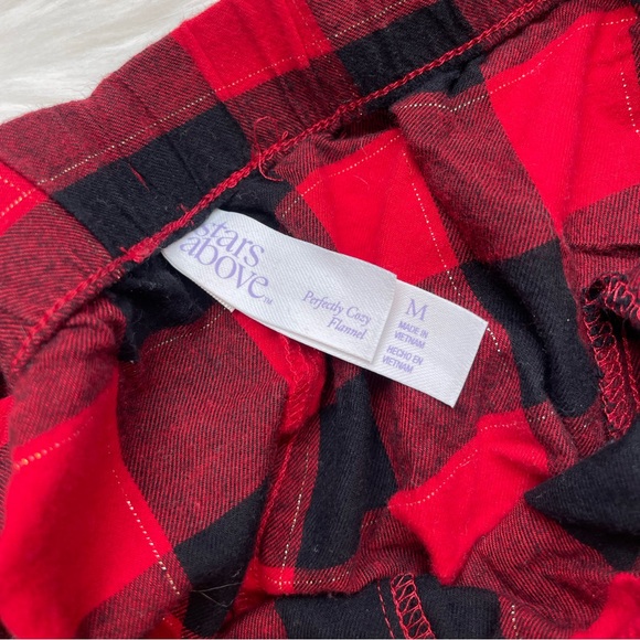Stars Above • Plaid Flannel Sleep Short • Red+Black • M - Picture 3 of 5